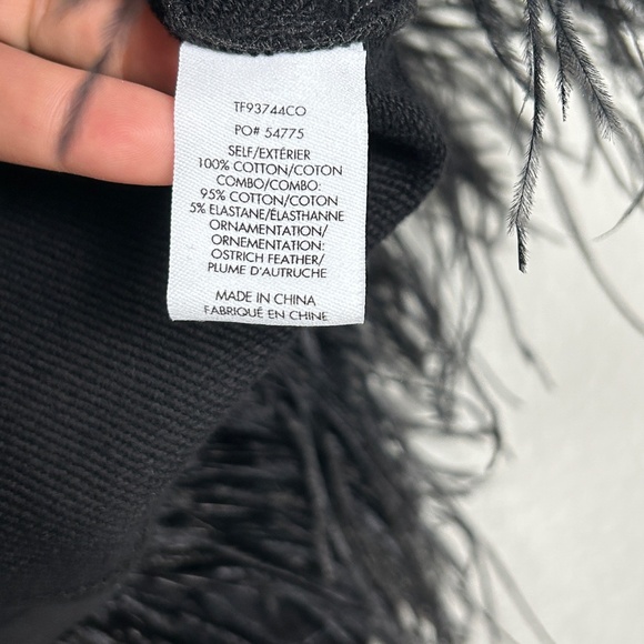 Derek Lam 10 Crosby size L black sweatshirt ostrich feather hem artsy cotton - Picture 11 of 12